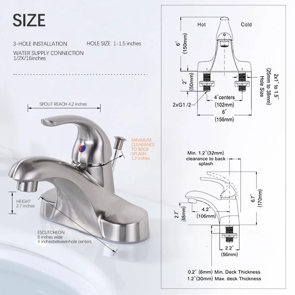 centerset faucet hole spacing