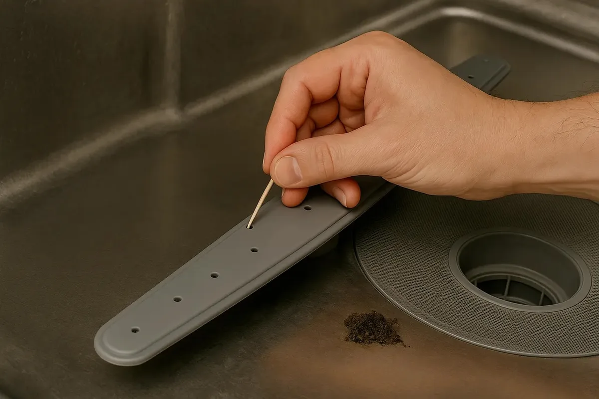 clogged spray arm holes