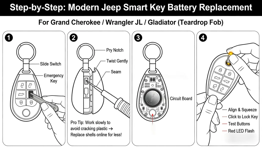 CR2032 battery orientation key fob