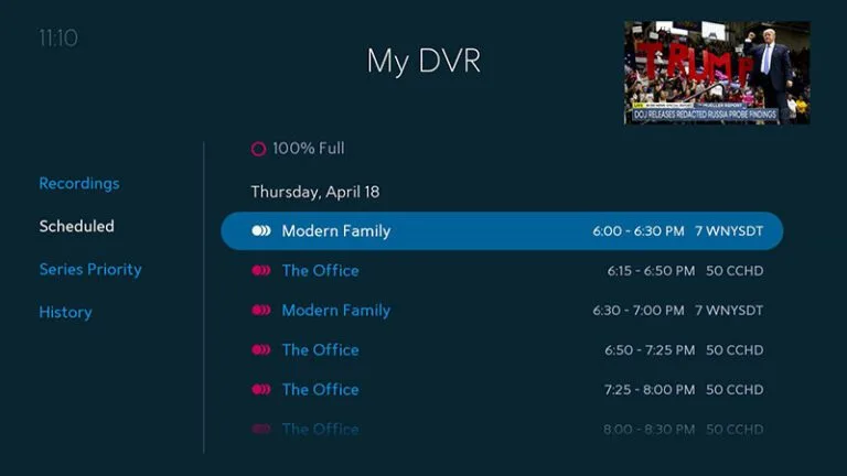DVR recording vs live TV