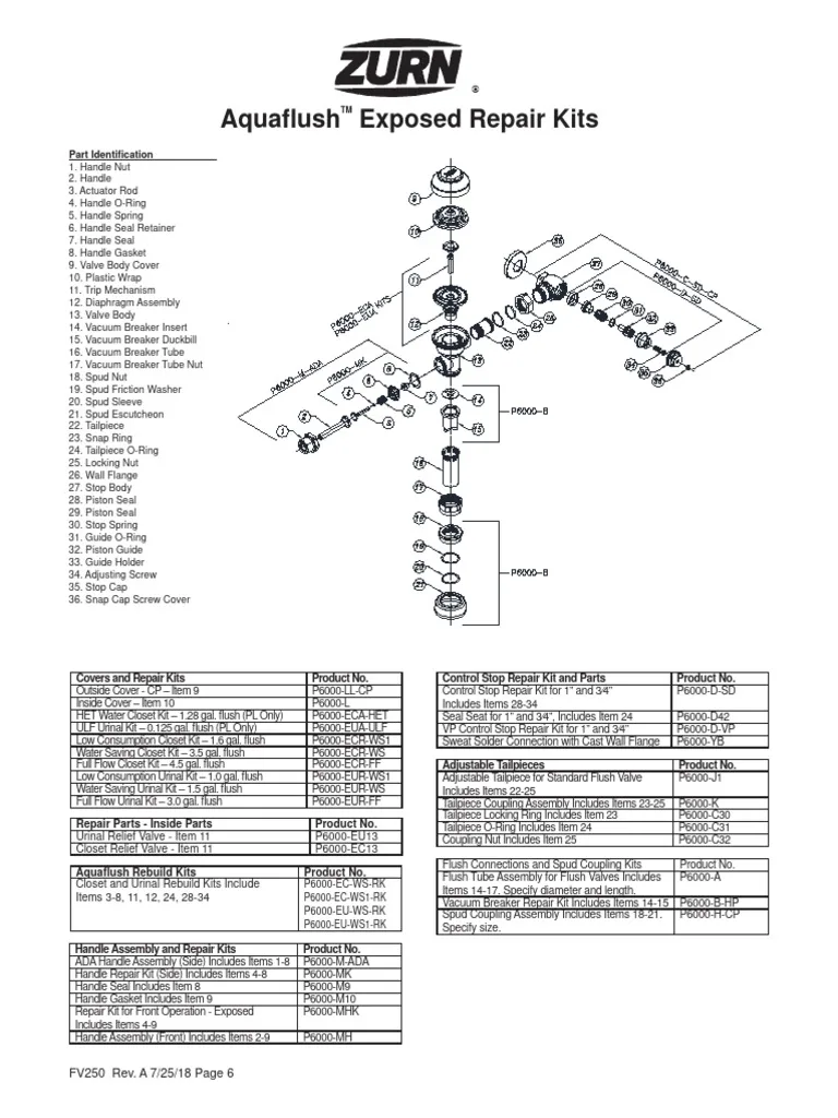 flush valve internal parts diagram