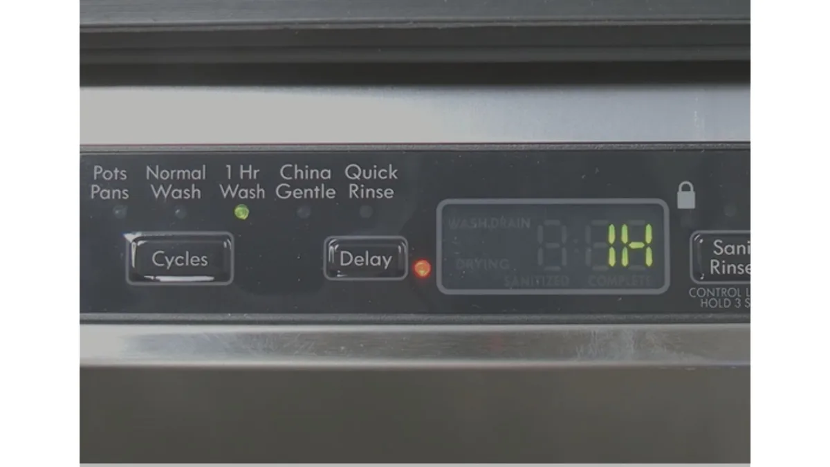 GE Adora dishwasher error code display