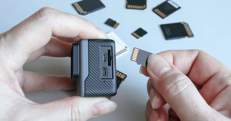 memory card insertion action camera