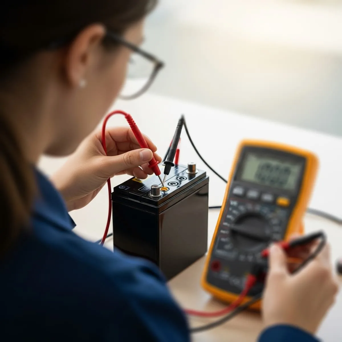 Multimeter battery voltage test