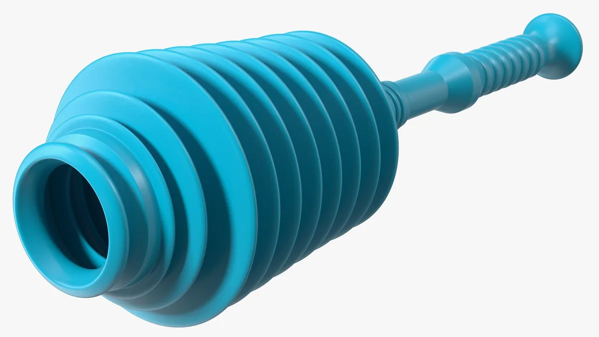 RV toilet plunger close-up